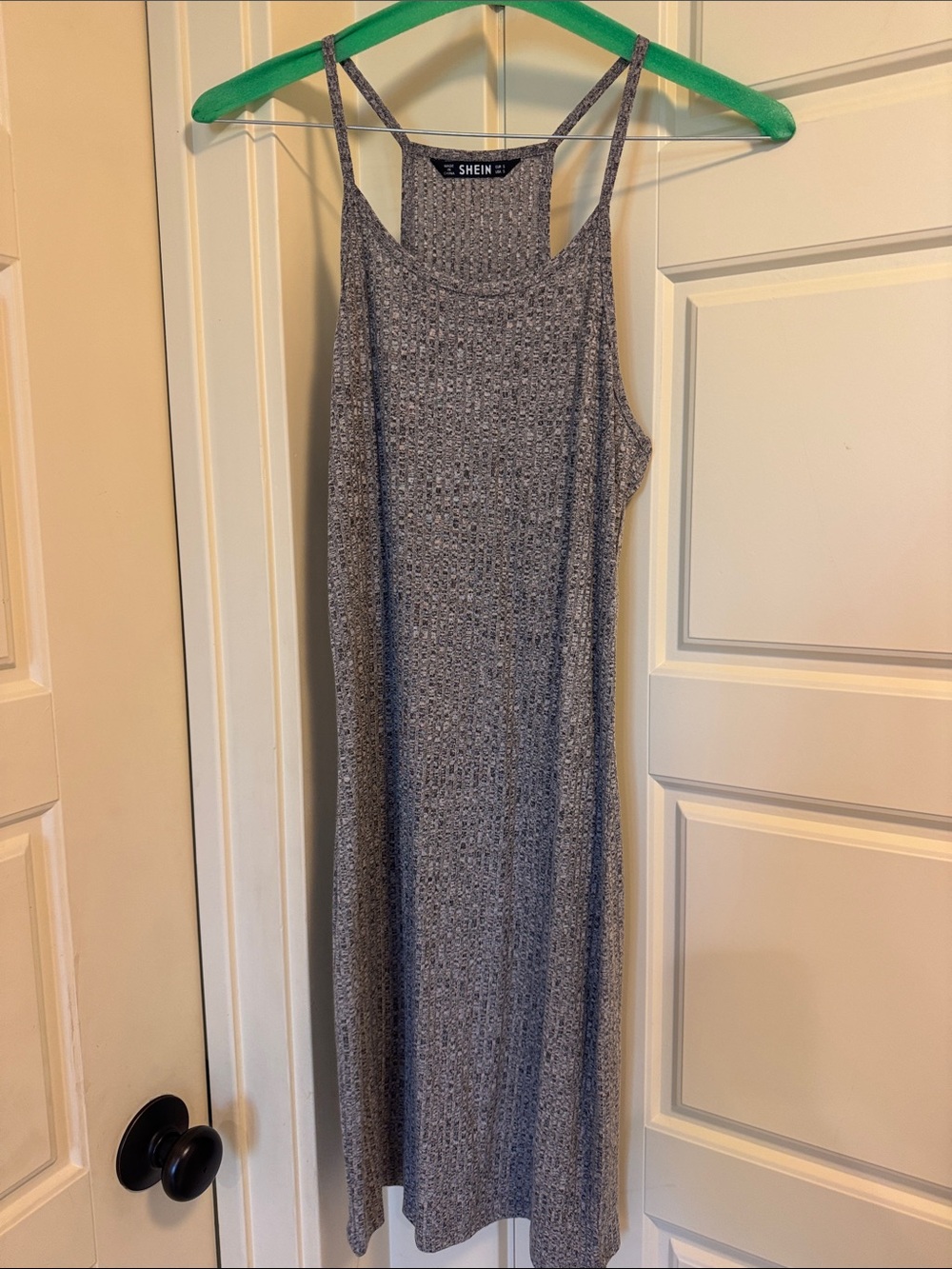 SHEIN Gray Ribbed Midi Tank Dress